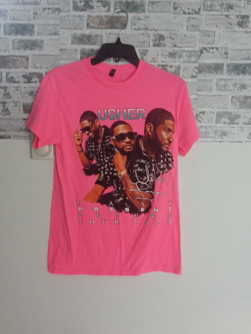 Gildan Pink Usher Graphic Tour T-Shirt
